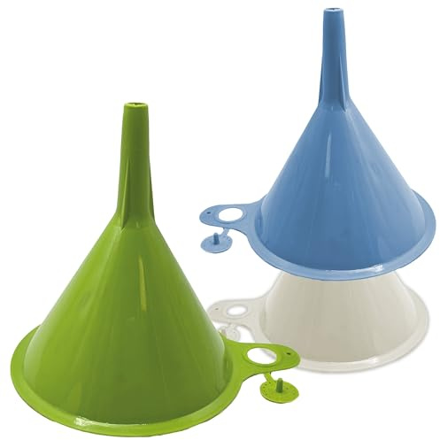 Sicignano | Imbuto in Plastica, Resistente e Versatile, per Travaso Liquidi, Uso Domestico e Lavorativo, Colori Assortiti (Ø12 cm, 3 Pezzi)