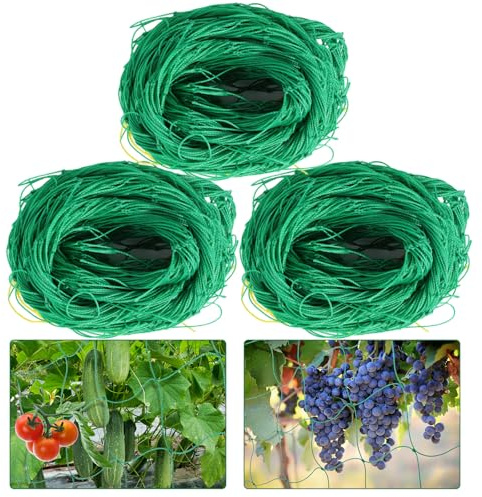 ‌Kikhope Ranknetz 3 Stück 1,8m x 2,7m, Strapazierfähiges Kletterpflanzen-Netz für Gurken, Tomaten, Weinreben & Gemüse, Rankhilfe für Spalierobst und Kletterpflanzen