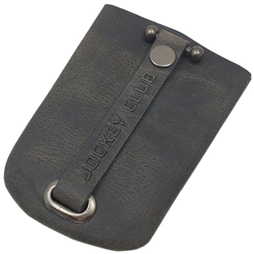 myledershop Pochette da chiave in pelle di bufalo con portachiavi retrattile in marrone o cognac, Taglia unica