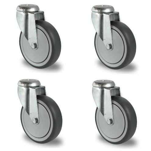 4 Stück KM Lenkrollen 75 mm mit Kugellager Transportrolle Apparaterolle Möbelrolle TPE Lauffläche m