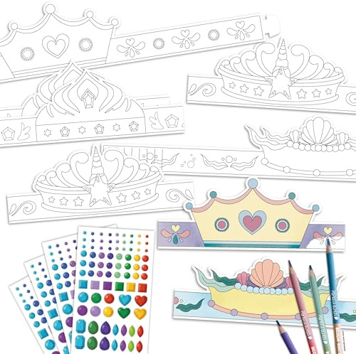 Papierdrachen Bastelset für Kinder zum Ausmalen & Bekleben - Kreativset inkl. 320 Glitzersteine - 4 Stück - ideal für Kindergeburtstag, Kita & Rollenspiel - ab 3 Jahren