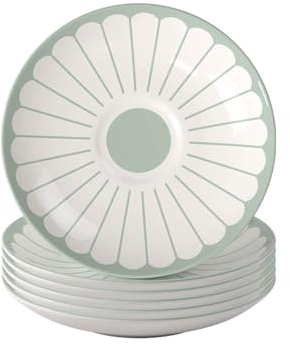 Villeroy & Boch - Fleur Vert - Set di 6 piattini da caffè, 15 cm, in porcellana per caffè e tè, piattino con motivo floreale, lavabili in lavastoviglie e a prova di microonde, in porcellana di alta