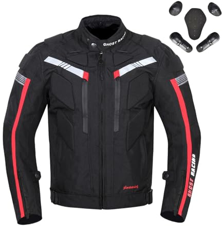 oFzimTo Motorradjacke Herren mit CE-Protektoren | Wasserdicht & Winddicht | 600D Oxford | Reflektierend | Sommer & Winter | Motorradbekleidung Männer (Schwarz,4XL)