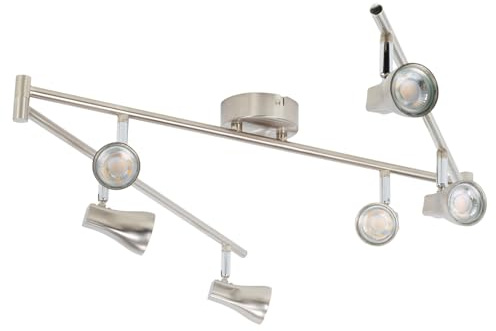 URBNLIVING Modern 6 Arm Ceiling Light with 6 LED Bulbs – Stylish Satin Nickel Spotlight Fixture, Adjustable Ceiling Lamp for Living Room, Bedroom, Kitchen & Hallway