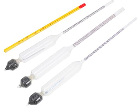 BRIGHTFUFU 3 Stück Alkoholmessgerät Aus Glas Mit Wein Thermometer Hydrometer Für Spirituosen Und Weinherstellung Messgerät Für Alkoholgehalt Und Dichte
