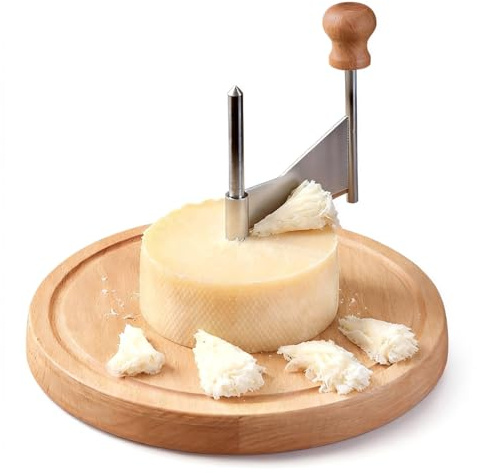 Cheese Curler Wheel - Stainless Steel Cheese Shaver with Sharp Blade & Wood Base,Create Beautiful Rose-Shaped Shavings from Tête de Moine, Hard Cheeses, and Chocolate,Ideal for Restaurants & Home Use