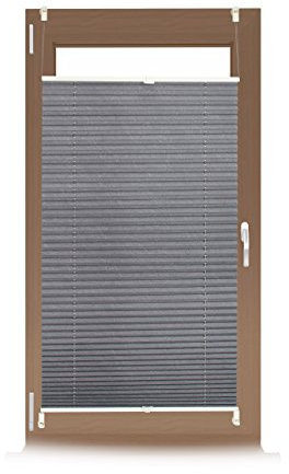 Relaxdays Estor Plisado Transparente, Políéster, Gris, 90x210 cm, 90x210cm
