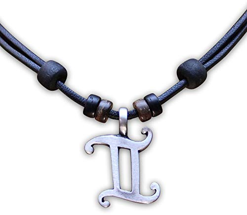 HANA LIMA 1 von 12 Sternzeichen Tierkreiszeichen an verstellbarer Halskette Horoskop Horoscope Lederkette Surferkette