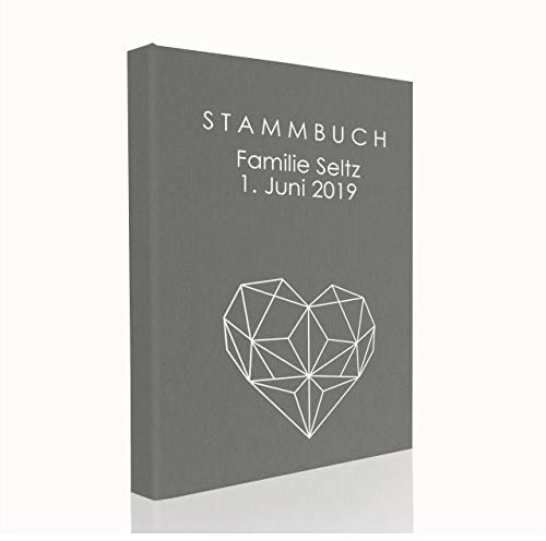 Hochzeitideal – Personalisiertes Stammbuch der Familie Nr. 146 grau DIN A5 - Buchbinderleinen Stammbuch Hochzeit - Familienbuch Standesamt mit 4-Fach Ringmechanik & 3 Klarsichthüllen