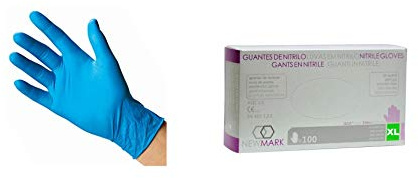 GUANTE NITRILO AZUL, SIN POLVO. TALLA XL. CAJA de 100 UNIDADES