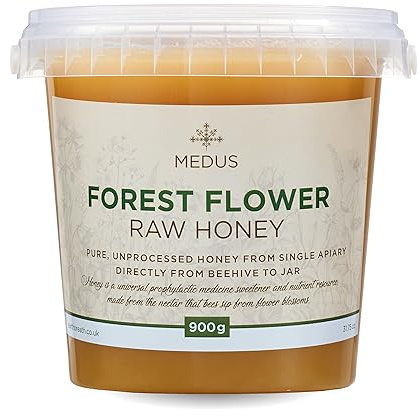 Earthbreath Raw Forest Flower Honey | 100% Pure, Raw & Unpasteurised Honey | Cold Extracted | Raw Unfiltered Honey | Ethically Harvested | Rich Natural Flavour | Glass Jars & BPA-Free Tubs | 900g
