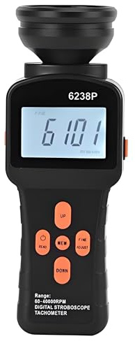 Tacómetro Estroboscópico Digital 6238P Medidor de RPM Portátil con Pantalla LCD Retroiluminada para Mantenimiento Industrial y Control de Velocidad