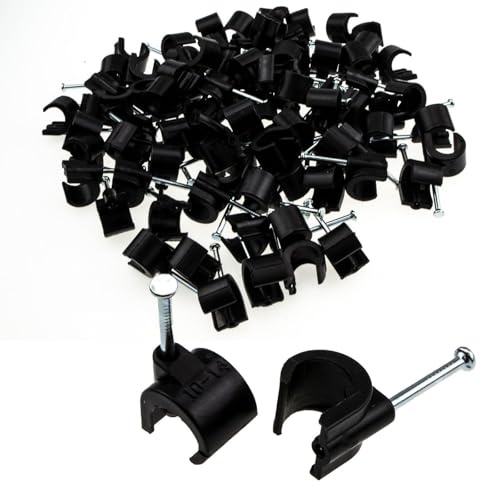 Kabel Clip Hook Stil 10 mm Zum 14 mm Runde Für Befestigungen Kabel Schwarz [100 Stück] [10mm to 14mm]