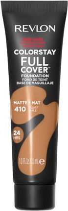 Revlon ColorStay Full Cover Longwear Matte Foundation, hitze- und schweißbeständig, leichtes Gesichts-Make-up, Farbton Toast (410), 30 ml