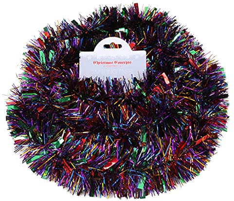 Christmas Concepts® 2 Metre Chunky/Fine Christmas Tinsel - Christmas Decoration Tinsel (Rainbow)