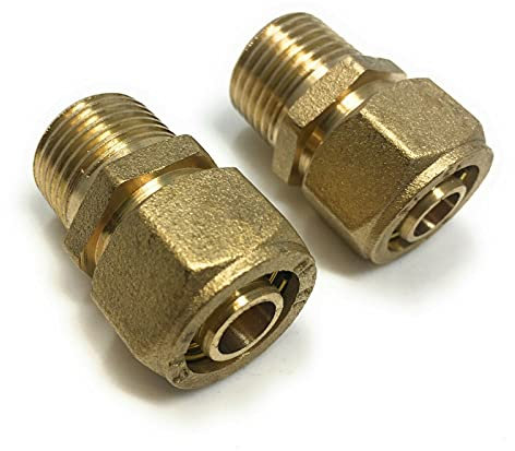 2x Schraubfitting Klemmringverschraubung DVGW Klemmring für Verbundrohr AUSSENGEWINDE SPARPACKET nach AUSWAHL (16 mm 3/4)