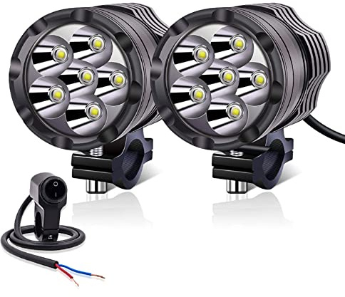 YnGia Moto Led Feux De Brouillard Moto Universelle Feux Auxiliaires Led Blanc De Conduite DRL Lumières Stroboscopiques pour ATV SUV (60W)