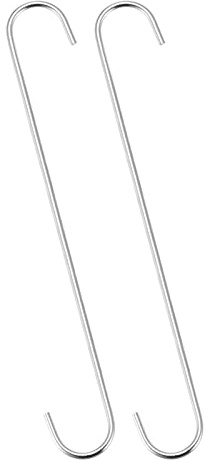 sourcing map 2 Stück S Haken Groß 12 Zoll/300mm Haken zum Einhängen, geeignet für Innen und Außenbereich Küche, Wohnzimmer, Bad, Garten, Garderobe Silber Ton