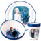 Frozen - Set da tavola per bambini, 3 pezzi, riutilizzabile, bicolore, con piatto, ciotola e bicchiere, senza BPA