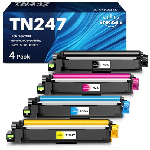 INK4U TN247 Toner Kompatibel für Brother TN-243CMYK für MFC-L3750CDW DCP-L3550CDW MFC-L3770CDW HL-L3230CDW HL-L3210CW TN243 ( Schwarz Cyan Gelb Magenta, 4er-Pack )