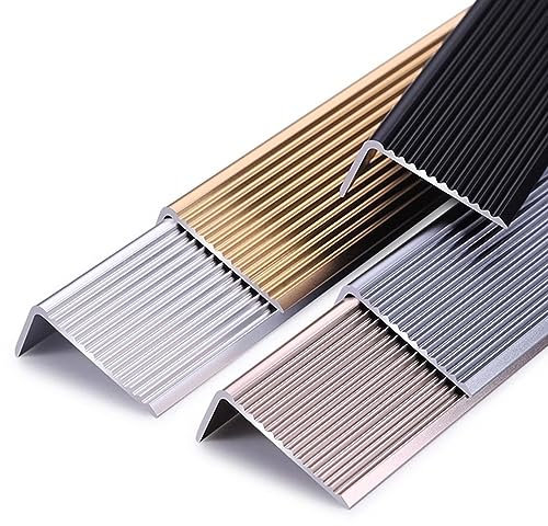 ZJIEX Treppenkantenprofil Aluminium Winkelprofil Stufenkantenprofil, 3/4/ 5/ 7cm Breit Winkelprofil Anti-Rutsch Treppenkante Kantenschutz (Color : Silver, Size : W7cmxH3cm)
