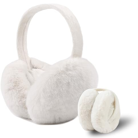 XIAOHAWANG Mujeres de Invierno Unisex Orejeras de Piel Sintética Caliente Orejeras Señora Niñas de Felpa Calentadores de Oído al Aire Libre Covers (Blanco)