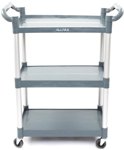 Servierwagen Kunststoff mit Rollen - 3 Böden - Tragfähigkeit 50 kg pro Boden - 80 x 43 x 96 cm - Transportwagen, Küchenwagen, Abräumwagen, Teewagen