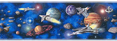 BRICOFLOR Frise papier peint multicolore à motifs planètes et étoiles pour chambre d'enfant garçon