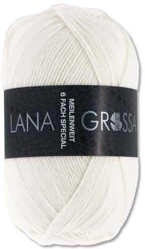 Frida's Wollhaus Lana Grossa 150 g Meilenweit 6-fach 150 Sockenwolle Stricken Garn 19 Farben (8840 | Weiß)
