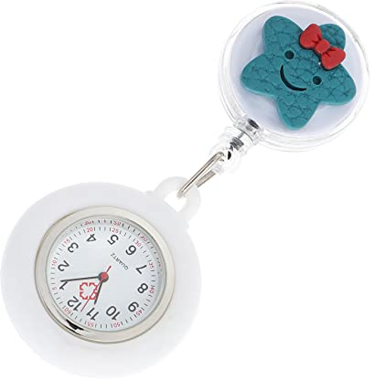 Holibanna Clip-taschenuhr Aus Silikon Und Tragbar Für Medizinisches Personal Einziehbar Mit Cartoon-Krankenschwester-Design Praktisch Und Sicher