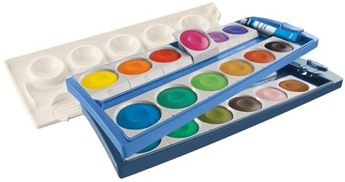 Pelikan Farbkasten K24 eco, Deckfarbkasten mit 24 Farben, inkl. Deckweiß, aus recyceltem Kunststoff, 701303