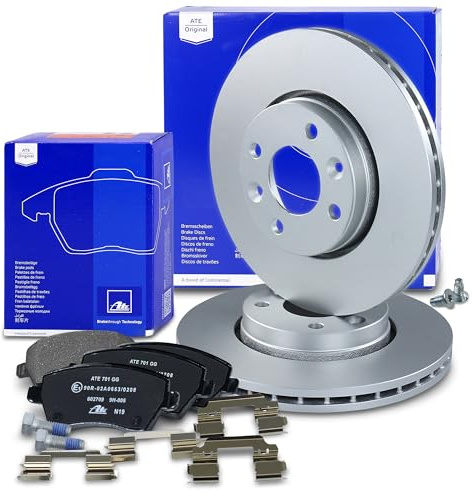ATE Set di freni per asse anteriore+dischi freno anteriori ¯ 258mm ventilati e pastiglie freno anteriori Compatibile con DACIA DOKKER, LODGY, LADA VESTA, MERCEDES CITAN Mixto, CLIO, DOKKER, KANGOO