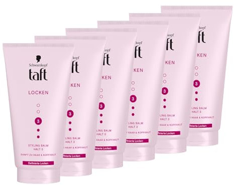 Schwarzkopf Taft Balm Locken Styling (6 x 150ml), Haarstyling-Balsam für lockiges Haar, schonend für Haar und Kopfhaut, veganes, Styling-Haar-Balsam