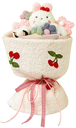 HERCHR Ramo De Flores De Muñeca De Felpa con Luz LED, Muñeca Suave De Felpa, Ramo De Flores Lindas, Flores Falsas, Oso De Peluche, Conejos para El Cumpleaños del Día De San Valentín(#2)