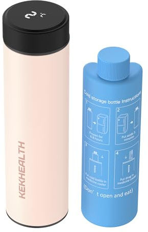 KEKHEALTH Tazza Refrigerata per Insulina con Visualizzazione Della Temperatura, Borsa Termica per Insulina 1-3 Penne, Borsa Termica Medicinali, Kit Diabetici con Impacchi di Ghiaccio(Rosa di Quarzo)