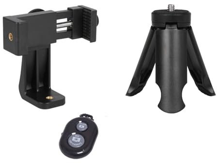 Universal Tripod Mount 360° Rotating Cell Phone Bracket Holder with Camera Wireless Remote Controller for Selfie Stick Monopod Compatible with iPhone, Samsung, Galaxy, Huawei, HTC