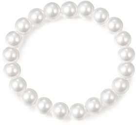 Rnivida Zierlicher Stretch-Perlenring für Damen, 3 mm, künstliche weiße stapelbare Perlen, verstellbare Größe
