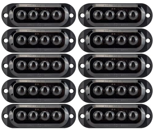 IGTOPS Seitenmarkierungsleuchte 12/24V Anhänger-Seitenleuchte Licht für LKW Wohnmobil Wohnwagen (Weiß mit Rauchierte Linse, 4*LED, 10 Stück)