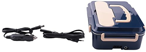 Qweradr Lunch Box Elettrico con Cucchiaio e Bacchette Scaldavivande Portatile per Famiglia 220V e Auto/Camion 12V/24V, Spina Europea