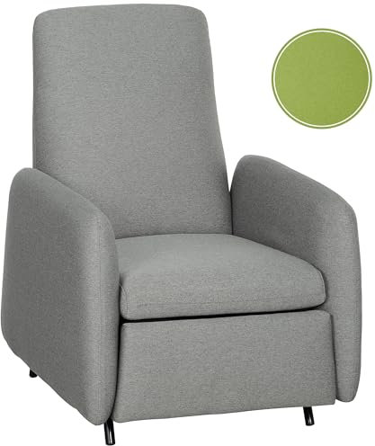 HOMCOM Manual Recliner Relaxsessel mit Fußstütze, Leinen Effekt Stoff Recliner Sessel mit Ersatzbezug für Schlafzimmer, Wohnzimmer und Wohnbereich, Grau