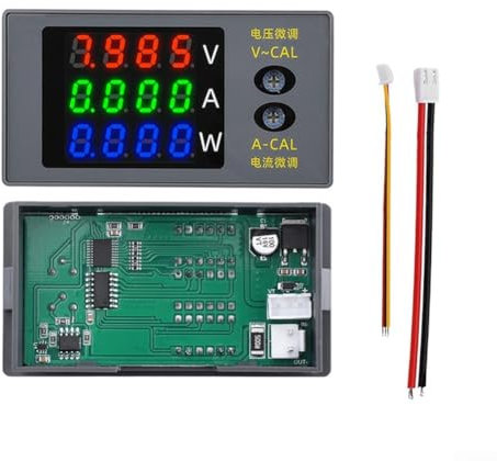 Multímetro digital, DC 0-100V 10A Amperímetro Digital Voltímetro LED Tubo Digital para Monitoreo de Parámetros Eléctricos (Rojo, Verde Azul)