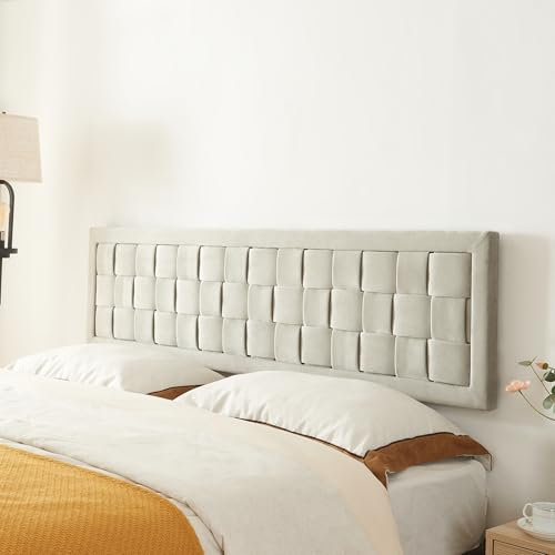 [en.casa] Testiera Imbottita da Parete per Letto Matrimoniale Testata in Velluto con Motivo Intrecciato Pannello Decorativo per Camera da Letto 180 x 45 cm - Grigio