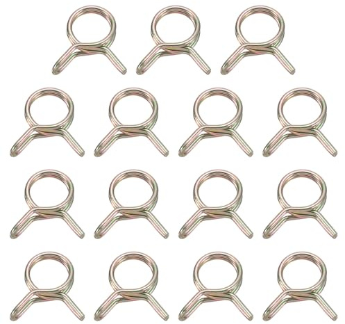 sourcing map 15 abrazaderas de manguera de resorte de doble alambre, 7 mm de diámetro interior para manguera de 7 a 8 mm de diámetro exterior, clips de tubo de silicona, color zinc