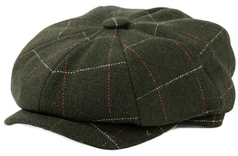TOP-EX L/XL/XXL Merinowolle Schiebermuetze Herren 8 Panel Peaky Fischgräten Tweed Retro Schiebermütze Schlägermütze Gatsby Cap