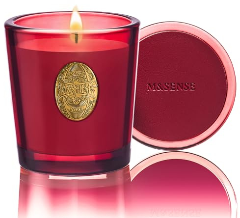 M&SENSE Scented Candles 260g Wild Rose Natural Soy Wax Candles 55 Hours Long Burning Time, Perfect Christmas Gifts for Women and Men
