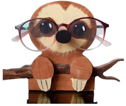 FIMWOLZ Brillenhalter aus Holz, Tiermotiv, handgefertigt, Faultierform, Brillenständer, Sonnenbrillen-Präsentationsständer für Zuhause, Büro, Schreibtisch, Dekor-Zubehör