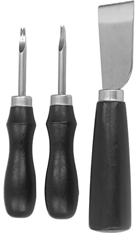 3Pcs Leather Knife Set, Steel Leather Cutting Knife Hand Tool Sandalwood Handle Edge Skiving Beveler Tool Kit for Leathercraft