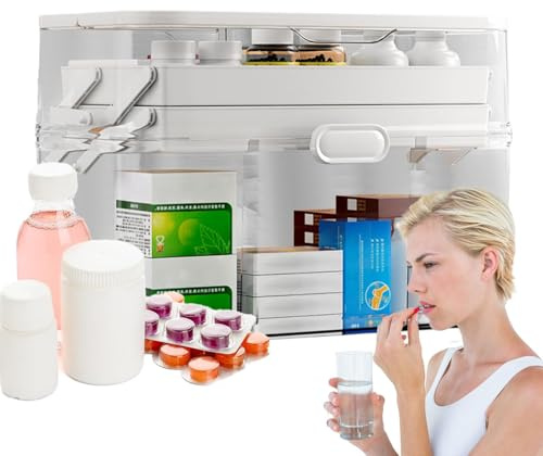 usefulbeauty Caja de Almacenamiento de Medicina, Organizador de Medicina,Caja de Almacenamiento de Medicamentos para el Hogar | Mejorar Herramientas de Medicamentos de 3 Niveles Desmontables con