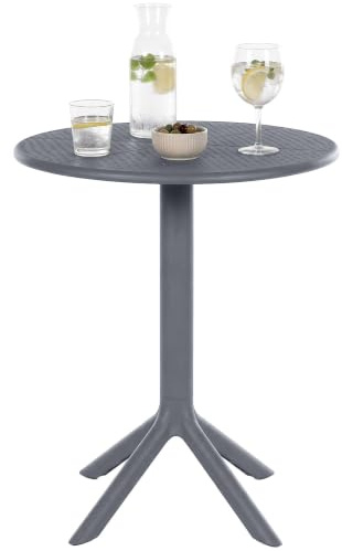CLP Gartentisch Lacota rund 60 cm, aus wetterfestem, UV-beständigem Kunststoff, ideal als Balkontisch und Terrassentisch für 2 bis 4 Personen | Farbe anthrazit
