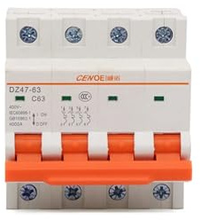 JBGBAL Meilleure Fonction de commutateur Principal 4P DZ47 disjoncteur Miniature MCB Mini disjoncteur électrique 415VAC 16A 20A 25A 32A 40A 50A 63A(40A)